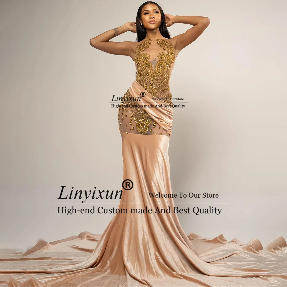 Prachtige mouwloze turquoise diamanten zeemeermin galajurken voor zwarte meisjes kralenapplicaties avondfeestjurk avondjurken