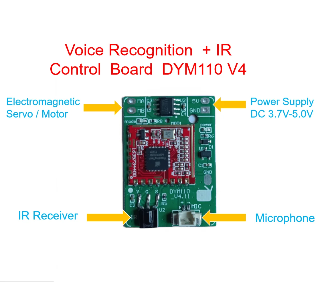 Voice Control Infrared Remote Control Board [Module DYL110 V4] DC3.7V-5V Control Motor Micro Servo Micro SGEGIA  12RTS60 DIY KIT