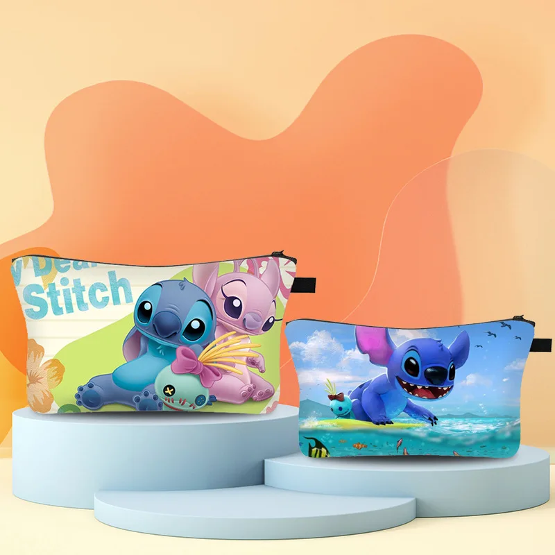 Trousse de maquillage Stitch pour filles, sac de rangement de cosmétiques de grande capacité, trousse de toilette multifonctionnelle de dessin animé pour enfants, cadeaux mignons, nouveau