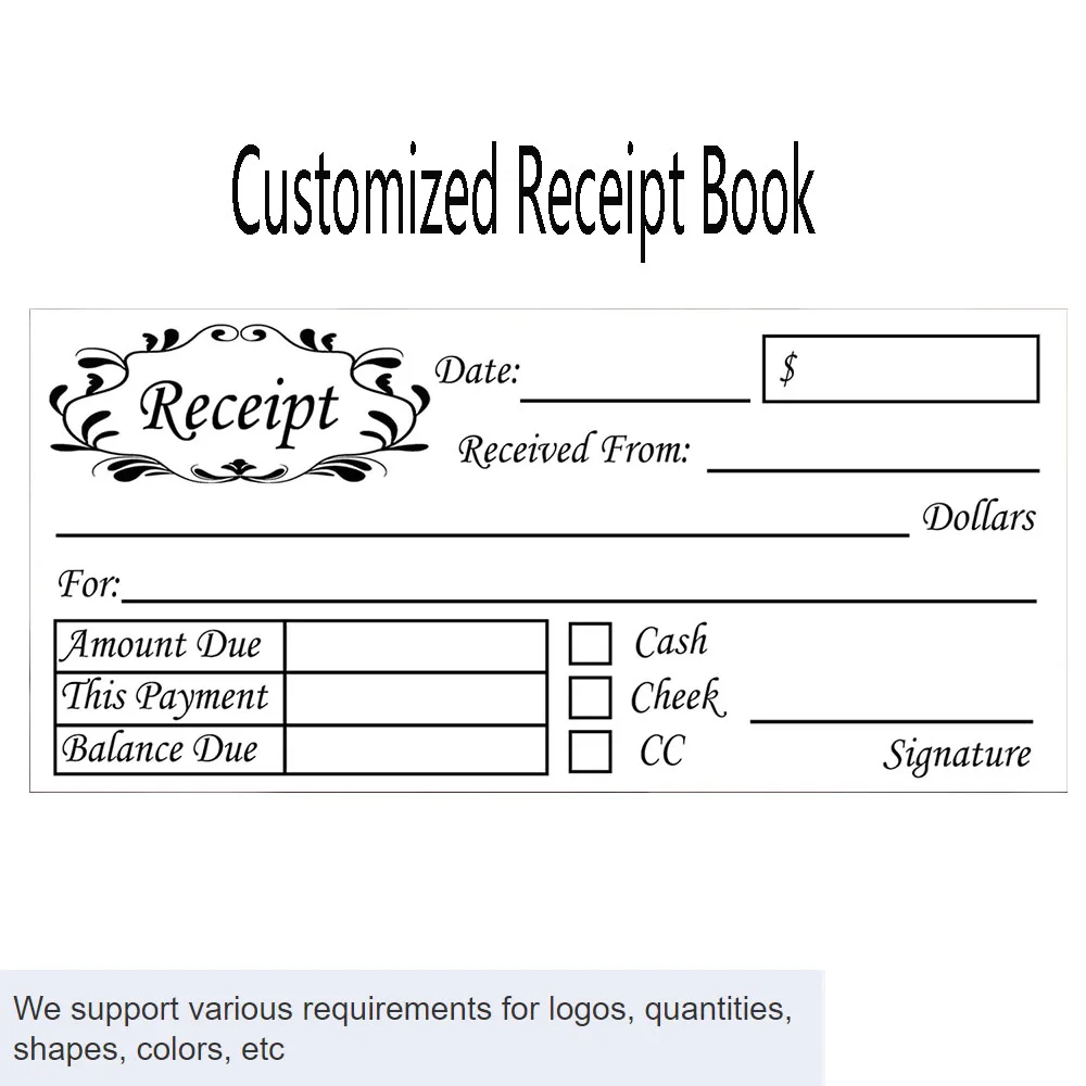 Customized Receipt Book 2.75*6 inches Boutique Business White/Yellow Transaction protection Reimbursement Voucher