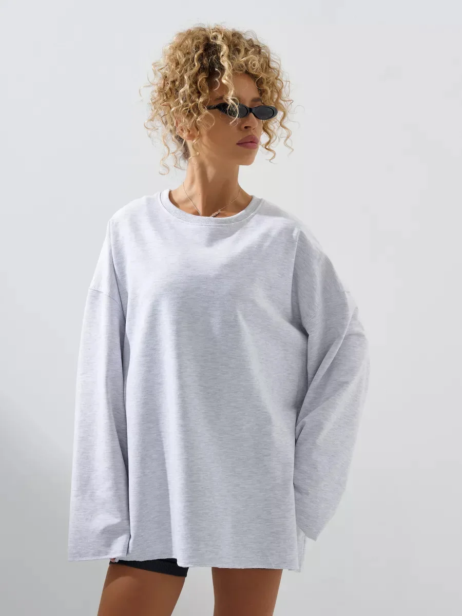 Classic Loose Oversize Long Sleeve T-shirt Spring and Autumn Women Fashion Solid Color O-neck Base Fashion Street Dance T-shirt