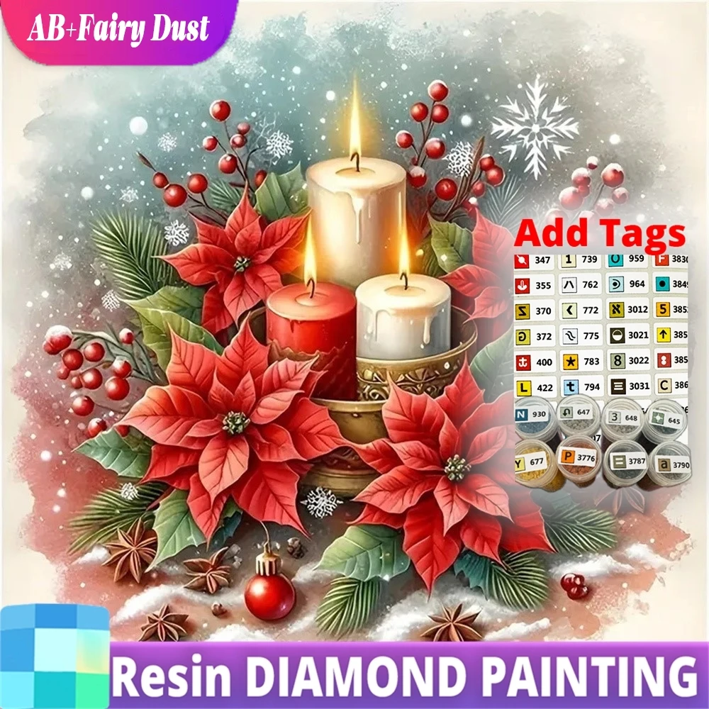 

Resin AB Fairy Dust Candle Diamond Mosaic Landscape DIY Pattern for Adults Beginners Painting Flower Craft Kit Embroidery Wall D