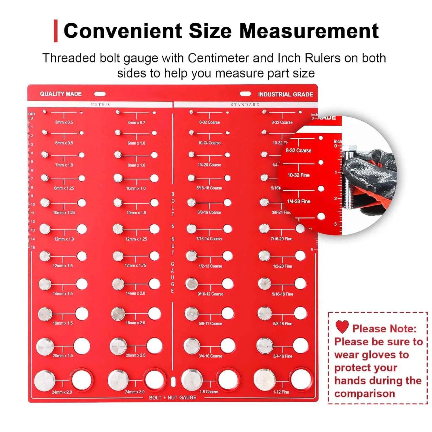 44 Size Nut and Bolt Thread Checker with Laser M3*0.5 to M24*3.0 Aluminum Alloy Standard Thread Checking Gauge Identifier