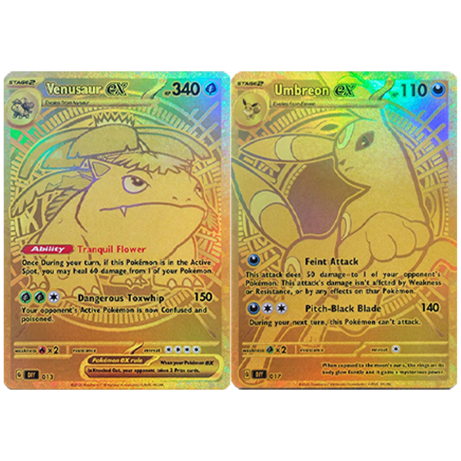 DIY Collection Cards Gold Custom Cards Setumbreon Mewtwo Mew Gengar Golden Metal Style Foil Full Art Holo Anime Game Card Gift