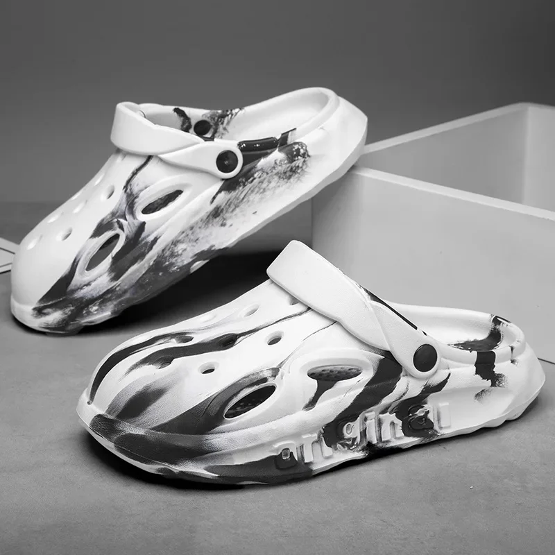 Сандалии для мужчин. Тапочки-подушки на мягкой подошве, как наступай на облаке в толстой подошве и тапочки с закрытым носком.