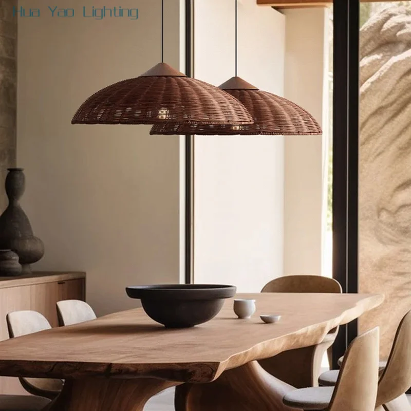Wabi Sabi Wind Vine Weaving Chandelier Homestay Restaurant Tea Room Zen Tea Table Japanese Retro Handmade Weaving Light Fixtures