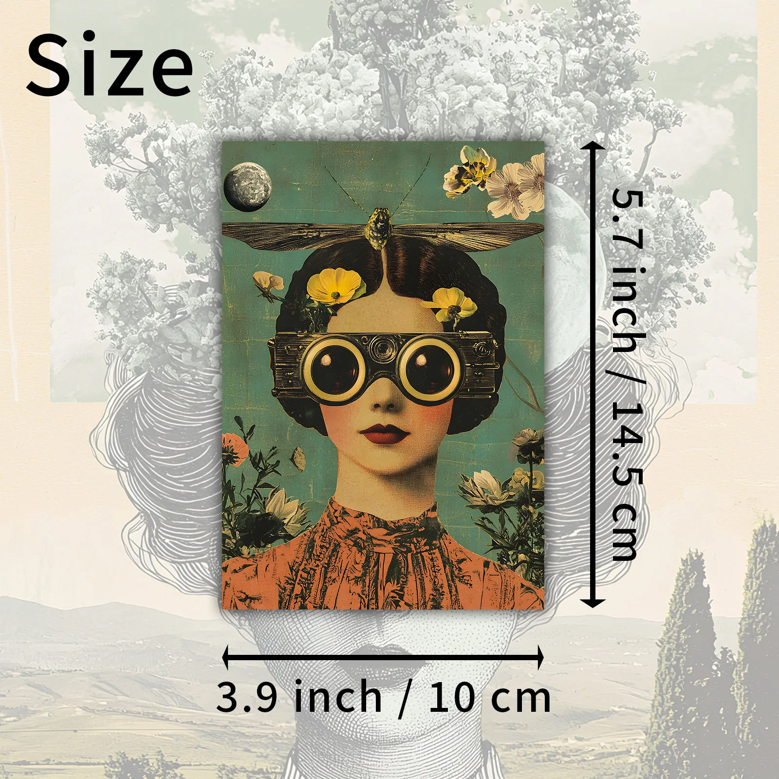 20PCS Vintage Surreal Collage Postcards with Classic Style Illustrations, Collectible Decorative Cards for Use in Scrapbooks