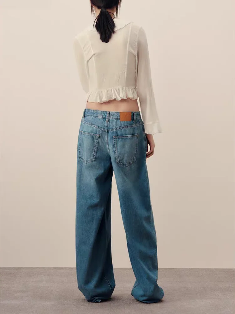 

Ele Layered Decoration Semi-Transparent Long Sve V-Ne irt Spring New Arrival Women's Faion Commute Sle Slim Fit