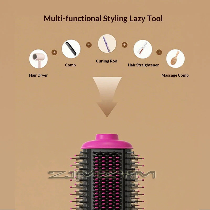 1000W Hot Air Brush Styler Replaceable Head Straightener Curler Comb Roller Electric Ion Blow Dryer Brush