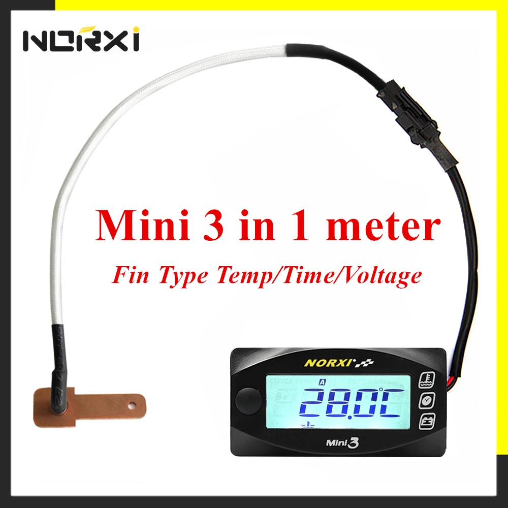 Motorcycle temperature probe Fin Type Temperature Voltage Time mini 3 Gauge for nmax125 universal Motorcycle thermometer