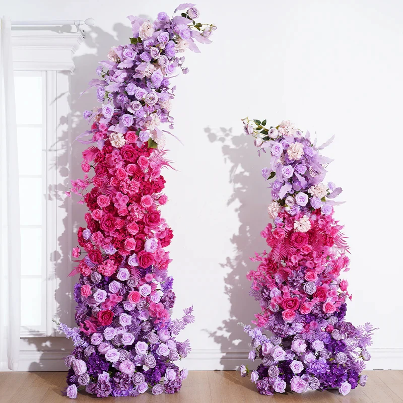 

Flower Hot Pink Purple Wedding Backdrop Horn Arch Frame Decor Rose Peony Floral Arrangement Window Display Party Event Props