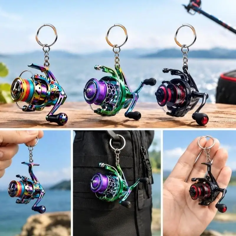 New Cross Border 2D Flat Acrylic Keychain Fishing Line Winder Pattern With Ring Shaped Keychain Fashion Pendant Gift Kit