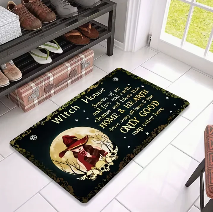 Earth, And Smoke, Purifying And Blessing This Home Witch Welcome Mat, Living Room And Bedroom Home Decor Rug Flannel Carpet