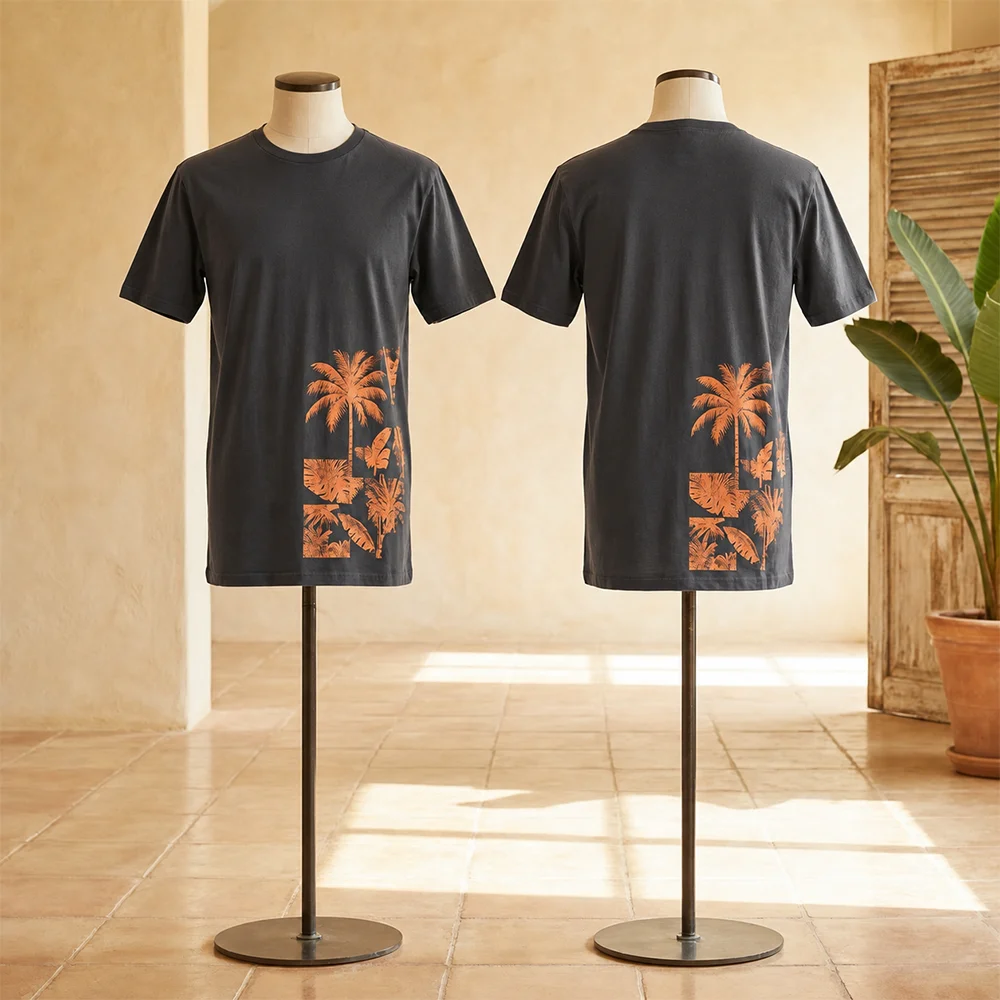 Tropical Palm Tree Print Breathable Short Sleeve T-Shirt for Summer Parent-Child Outfits British Summer Bank Holiday Beach Tops