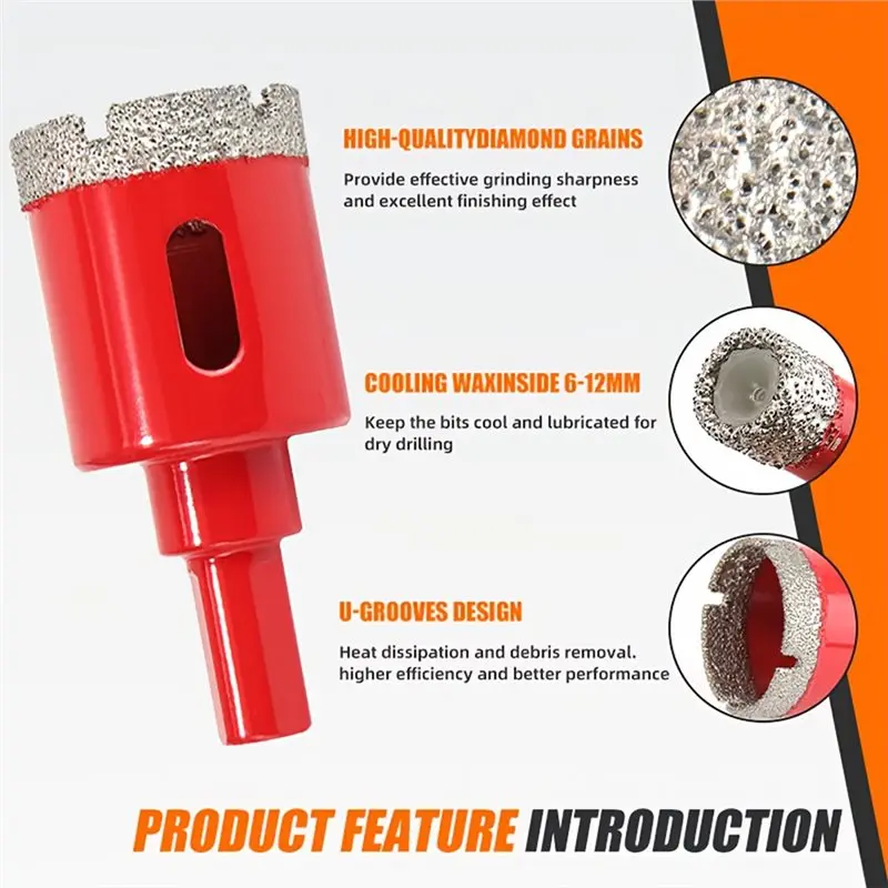 [NEWA64Z!】 Hole Saw Kit 12Pcs Drill-Bit Set 6-35Mm For Glass Tile And Marble Dry Drilling