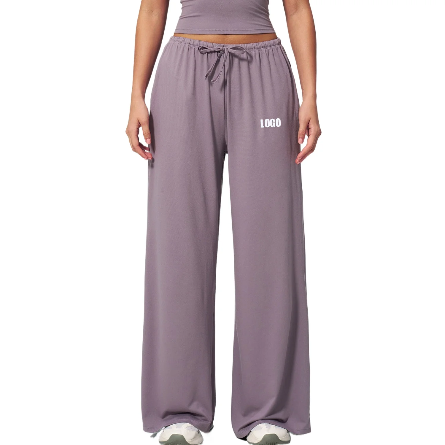 Custom LOGO women's trousers pendant wide legs loose leisure sports fitness elastic drawstring trousers 13 colors