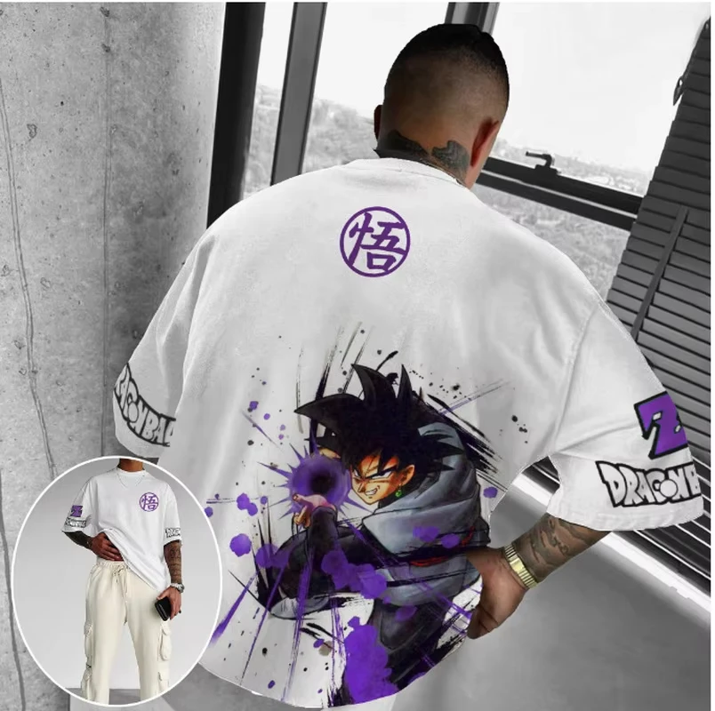 

Cute Cartoon Majin Buu Short Sleeve Dragon Ball Z Goku Animation Derivatives Printed Short Sleeve Boy Street Loose Male Female