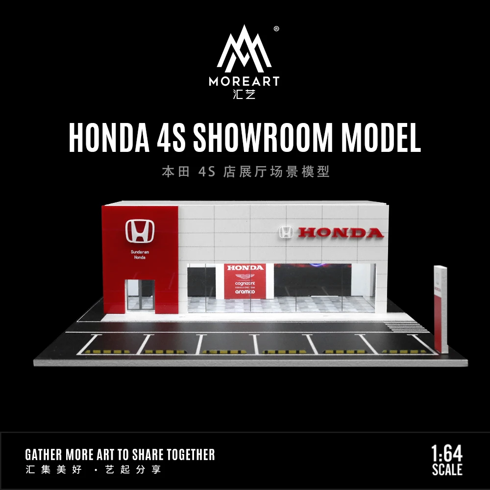 MoreArt&timemicro 1:64 Honda 4S Shop car showroom light version assembly display scene -in stock