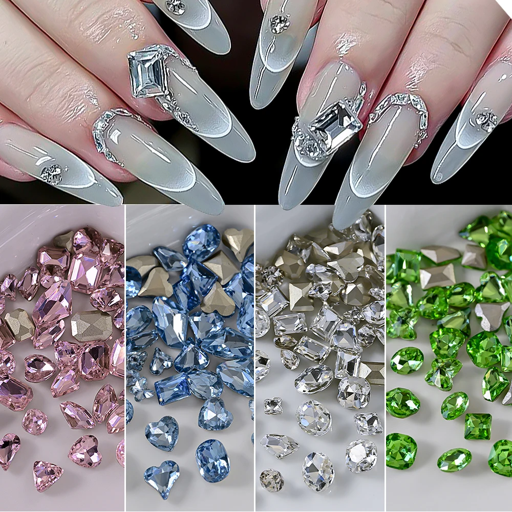 10 stuks 8mm glanzende nagelsteentjes multi kleuren liefde/vlinder/edelsteen diamant DIY nagel sieraden voor nail art decoratie manicure onderdelen