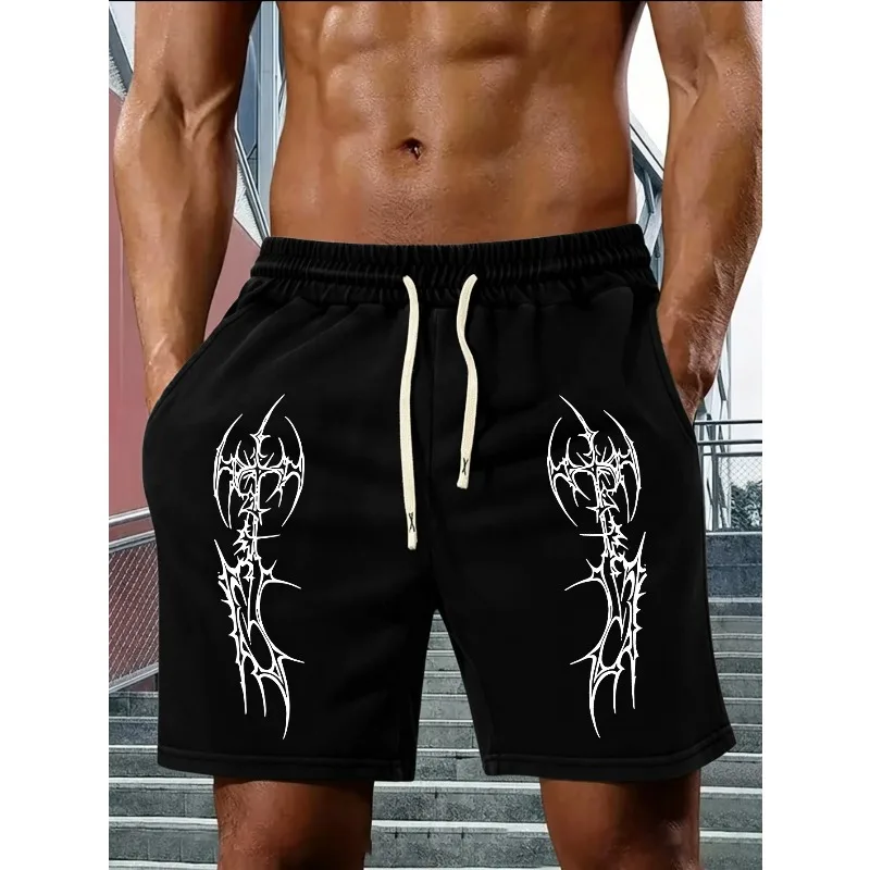 

American Trendy Hip Hop Gothic Thorn Cross Men's Sports and Leisure Fitness Shorts Summer New Unisex Style