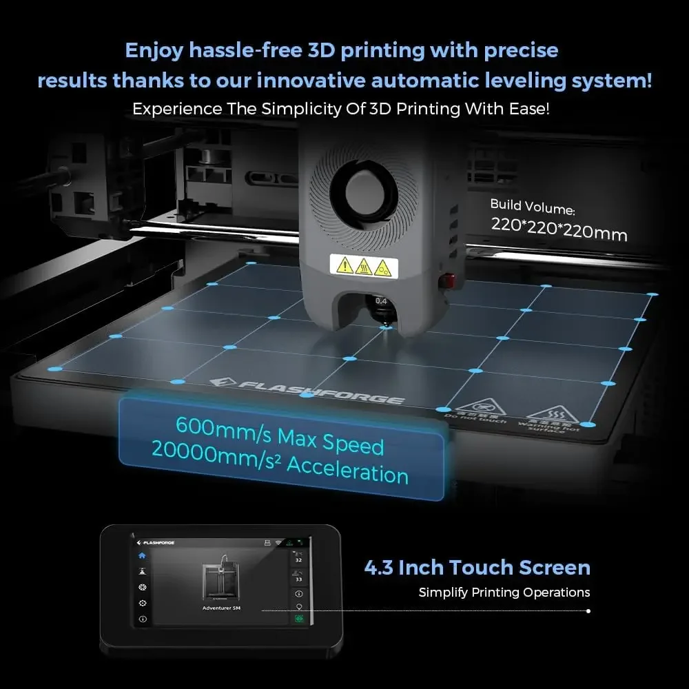 3D Printer 600mm/s Max High-Speed 3D Printers with Auto Leveling Core XY Structure Vibration Compensation and Out-of-The-Box