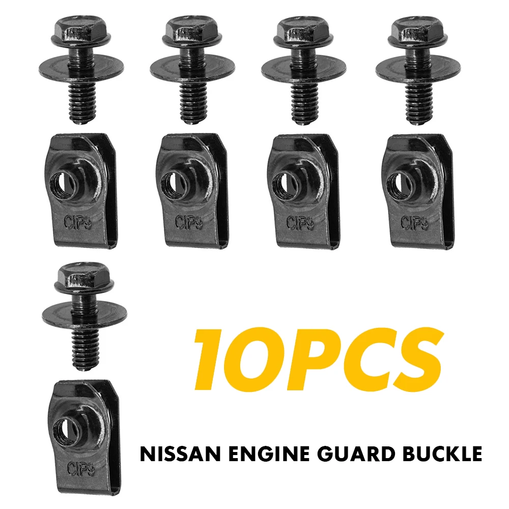 Car Body Bolts & U-nut Clips M6 Engine Under Cover Splash Shield Guard For Nissan QASHQAI Rogue Sport Juke Almera Leaf Frontier