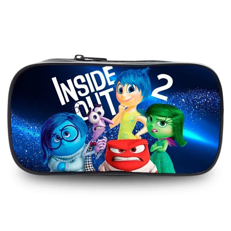 Inside Out 2 Disney Pencil Bag Student Cartoon Large Capacity Pencilcase Stationery Supplies Kawaii Pencilbox Kids Birthday Gift