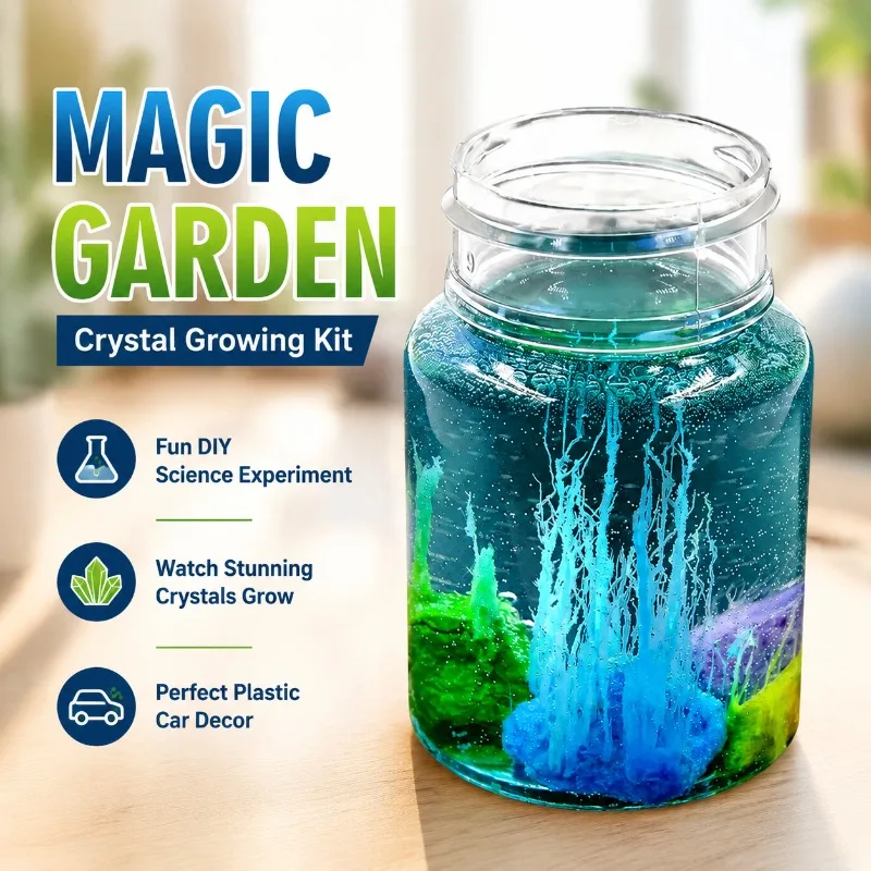 Magic Garden Crystal Growing Kit, Sodium Silicate DIY Science Experiment, Plastic Car Decor, 1pc