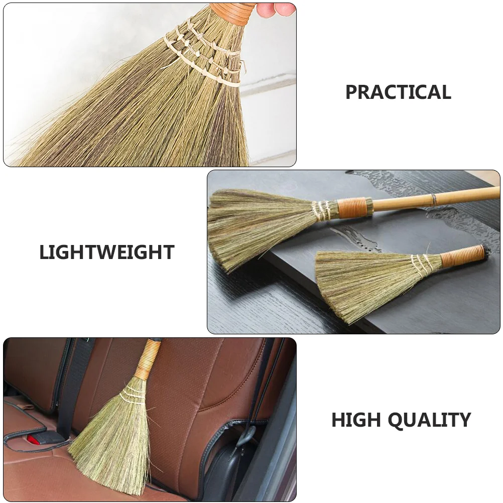 2 Pcs Compact Household Dust Broom Witches Broomstick Practical Tool Table Child