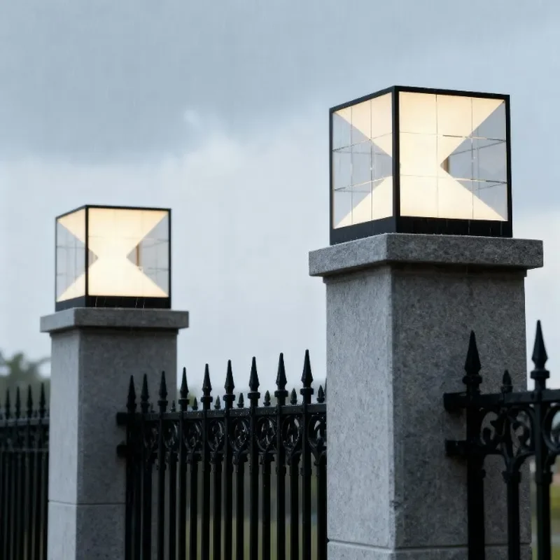 Solar Pillar Lamp Outdoor Waterproof Garden Light for Villa Gate Wall Mount Modern LED Post Lantern Decorative Yard Lighting