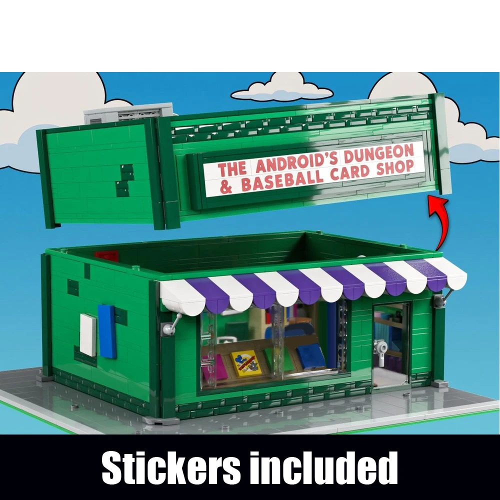 

MOC Building Modular Robot Dungeon with Baseball Card Store Street Scene Collectible Building Blocks DIY Assembly Toy Boy Gift