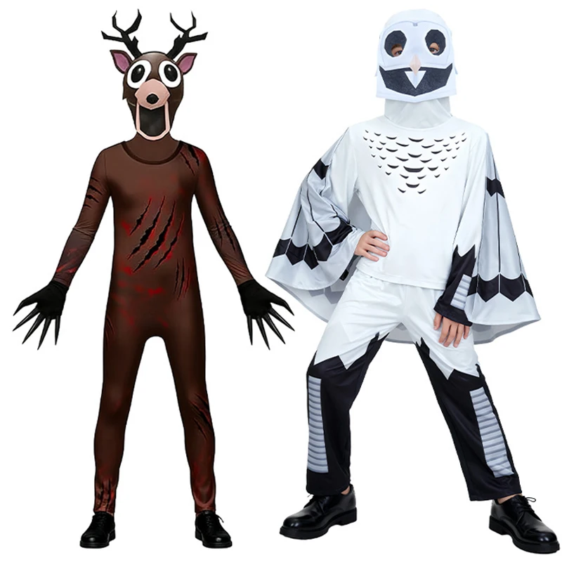 

99 Nights in The Forest Deer Costume Owl Cosplay Outfit Horriable Halloween Costume for Kid Nightmare Reindeer Christmas Gift