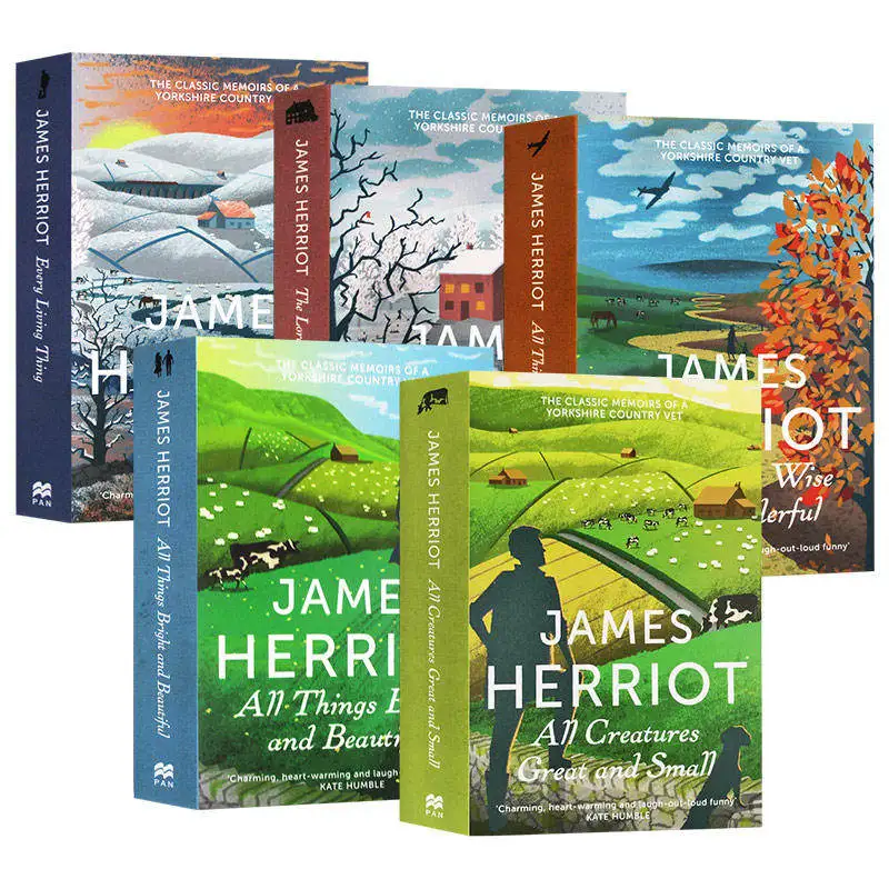 James Herriot All Creatures Great And Small Series 5 Books Set English Original Classic Animal Literature Novel