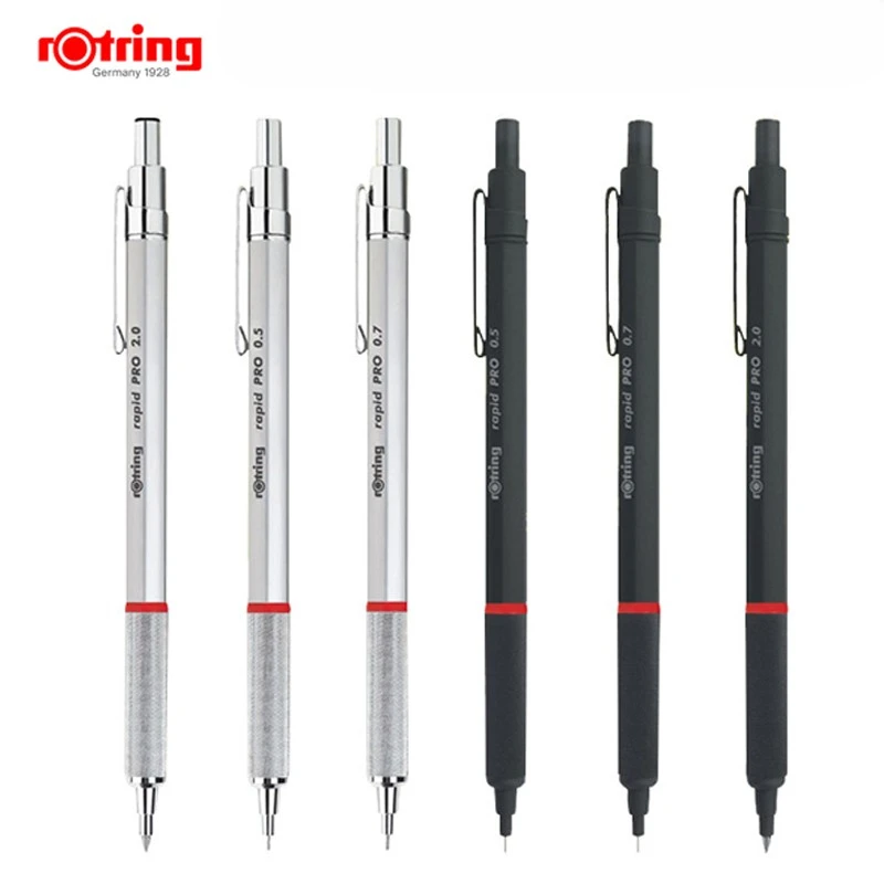 Rotring Rapid Pro Mechanical Pencil 0.5/0.7/2.0mm Metal Mechanical Pencils Black/Silve Automatic pencil for Sketching Drawing