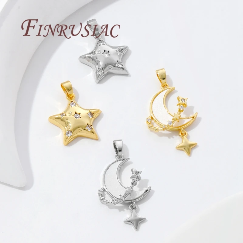 Charm Jewelry Making 18K Real Gold Plated Jewellery Charms Accessories,Pendant For Needlework,Fashion Star/Moon Pendant