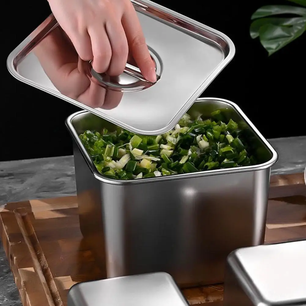 2025 Steel Kitchen Oil Storage Containers Food Grade Square Airtight Lids Spice Jars Set For Seasoning Cooking