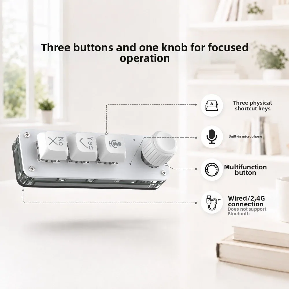 Built-In Microphone AI Voice Input Keyboard Vibe Coding Voice Command Keys Macro Keypad Wired/2.4G Connection Mini Voice Keypad