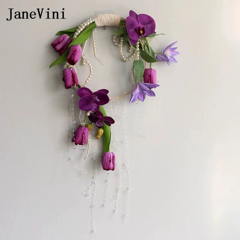 janevini-2026-bouquet-di-fiori-viola-per-matrimonio-ghirlanda-circolare-portatile-bouquet-da-sposa-artificiale-con-orchidee-tulipani-perle-e-cristalli