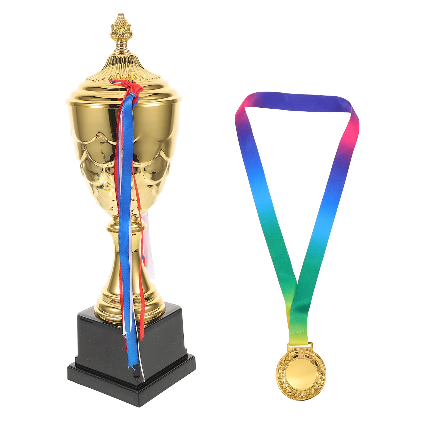 

Набор из 1 золотого кубка-трофея и медали, 16,5 дюймов, для спортивных наград, церемоний, соревнований, декоративный набор для награждения и почета