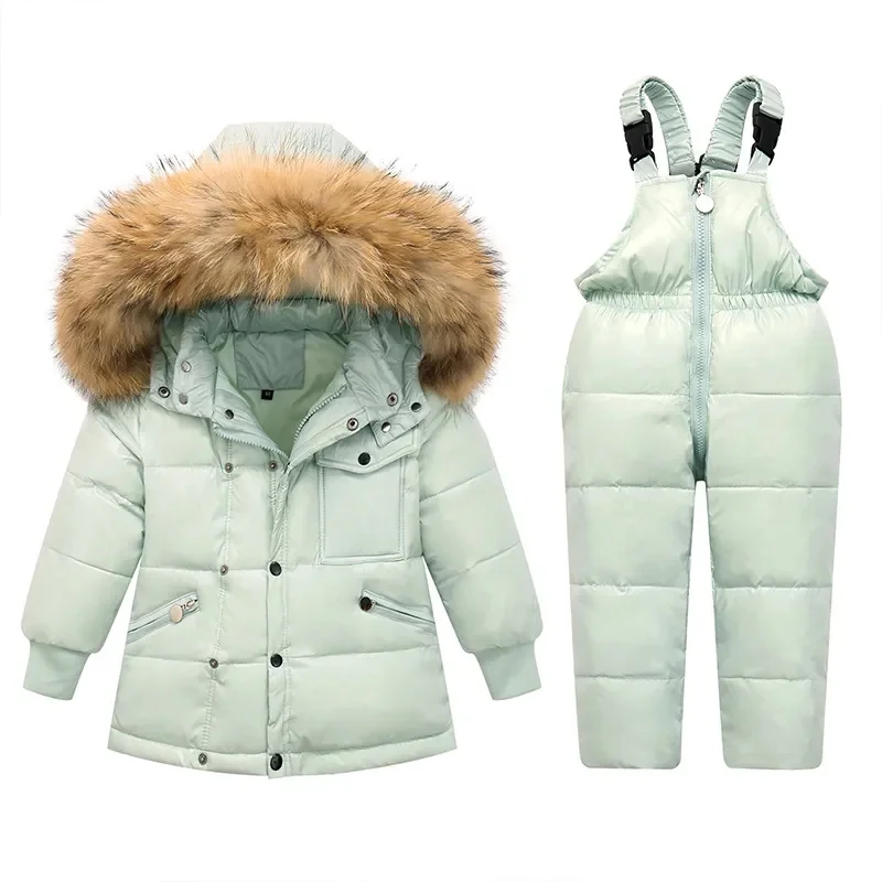 Baby Snowsuit -30 Degrees Children Winter Clothing Set Overalls Jackets Girl Kids Parka Boy Outerwear Waterproof Coat +Jumpsuits