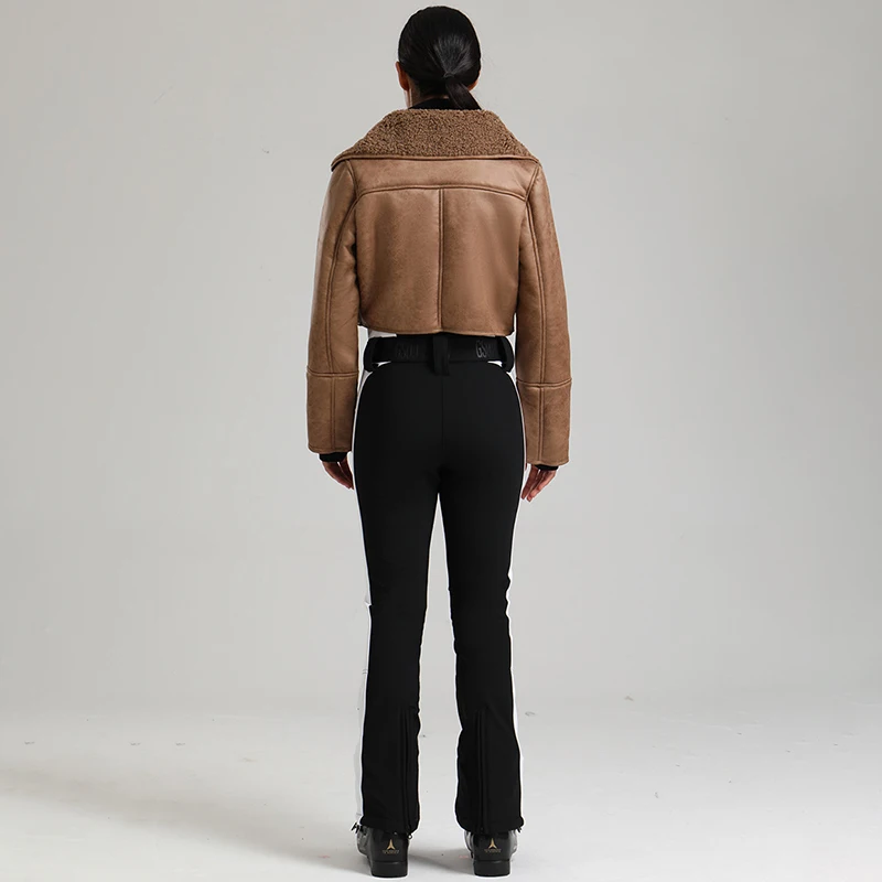 بدلة قفز نسائية جبلية رياضية شتوية بدون أكمام قطعة واحدة بدلات ثلج خارجية مقاومة للماء على الجليد للسيدات