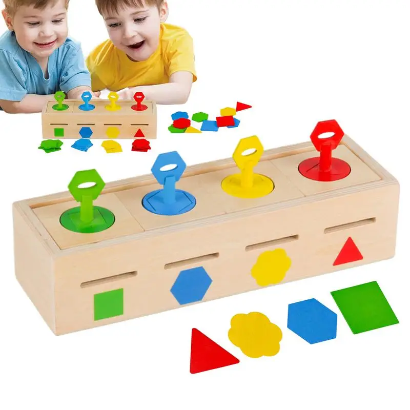 Shape Sorter Wooden Toddler Educational Toy Color Shape Sorting Lock Box Developmental Sensory Game for Classroom Daycare