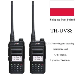 TYT-Walkie Talkie Portátil, VOX Scrambler, Rádio FM, Transceptor UV, Banda Dupla, TH-UV88, 5W, 136-174, 400-480MHz, 2pcs