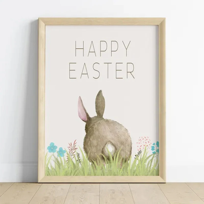 

Bunny Rabbit Canvas Painting Woodlands Nursery Decor Animal Picture Rabbit Wall Art Prints Modern Baby Room Decoration