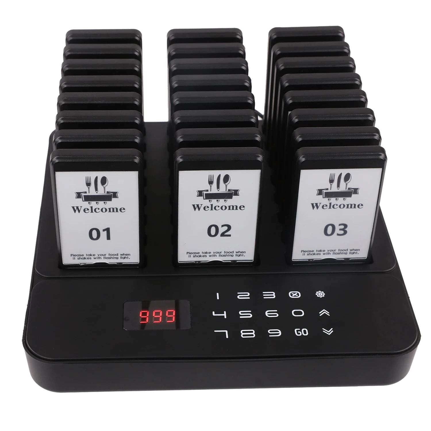 Wireless Restaurant Pager System Buzzer Calling System 24 Beepers Pagers For Food Truck Fast Food Court Shop Bar Cafe