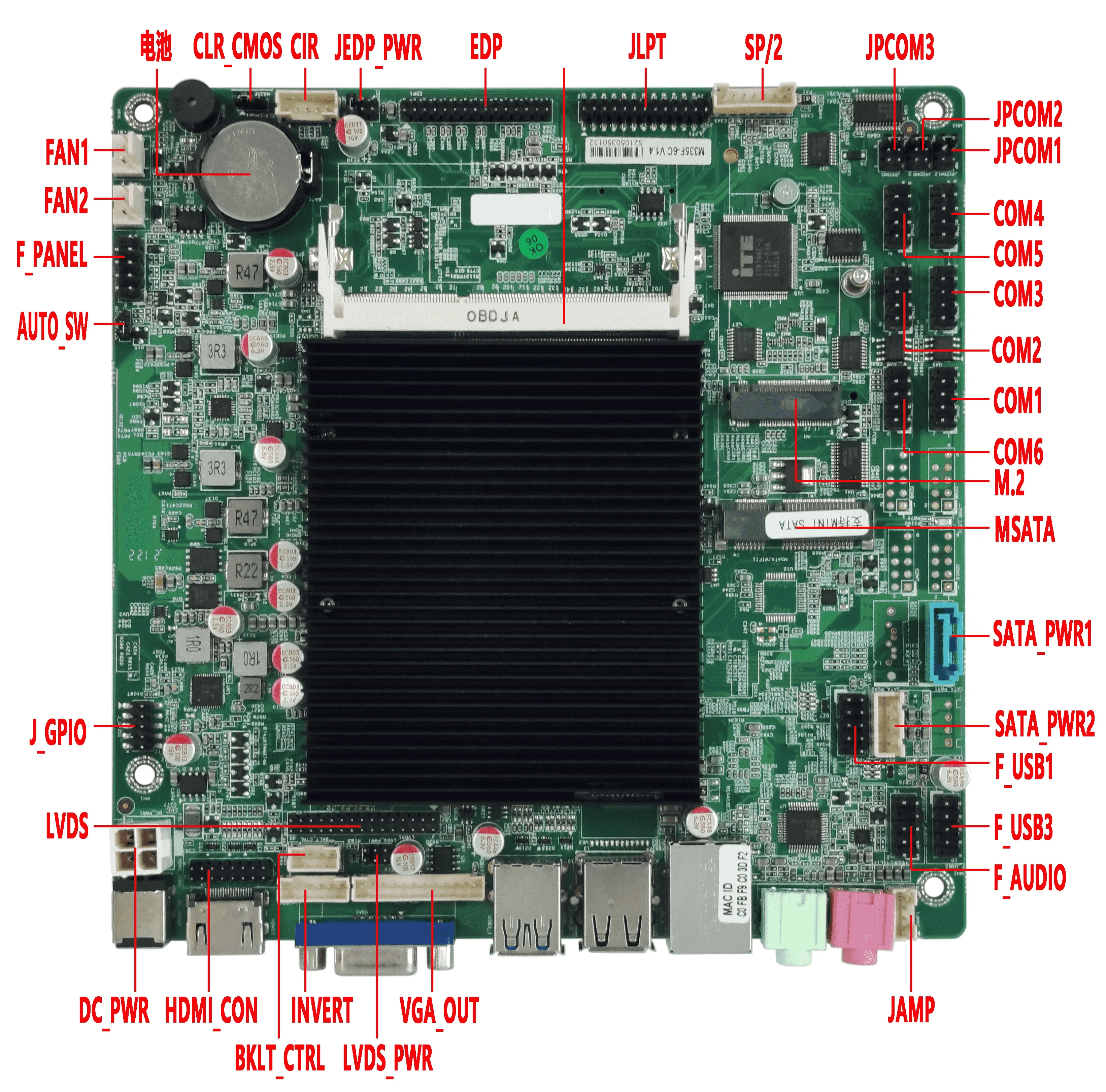 17cm Mini ITX Motherboard Celeron J3455 J3355 N4200 4K LVDS EDP 12V DC for Outdoor Advertising Player and Medical Equipment