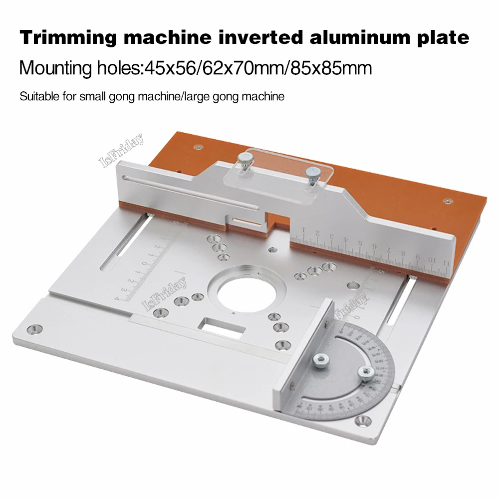 Placa de inserción de mesa de enrutador de aluminio, tablero abatible de fresado de madera eléctrico con juego de guía de calibre de inglete, sierra