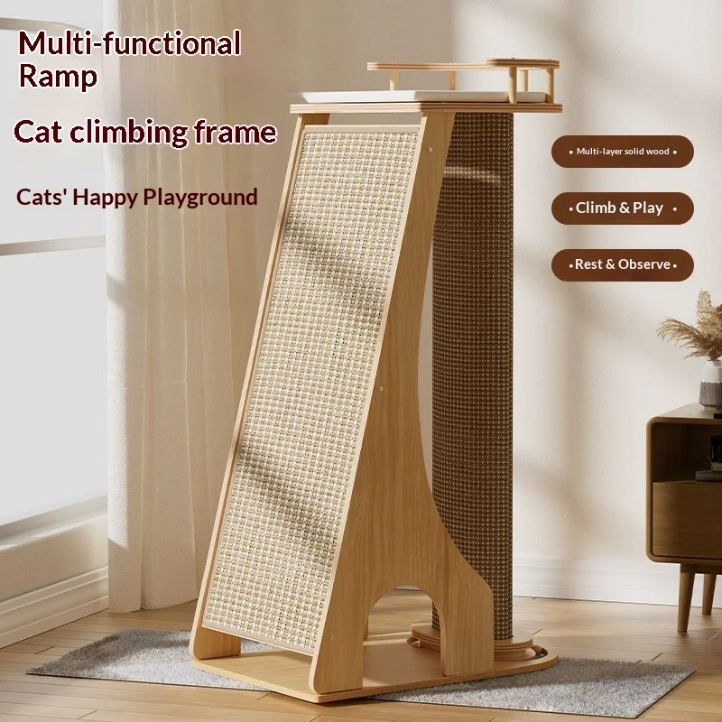Large All-in-One Cat Tree with Cat Scratcher Board & Scratching Post Waterproof Wear-Resistant Cat Condo with Jumping Platform