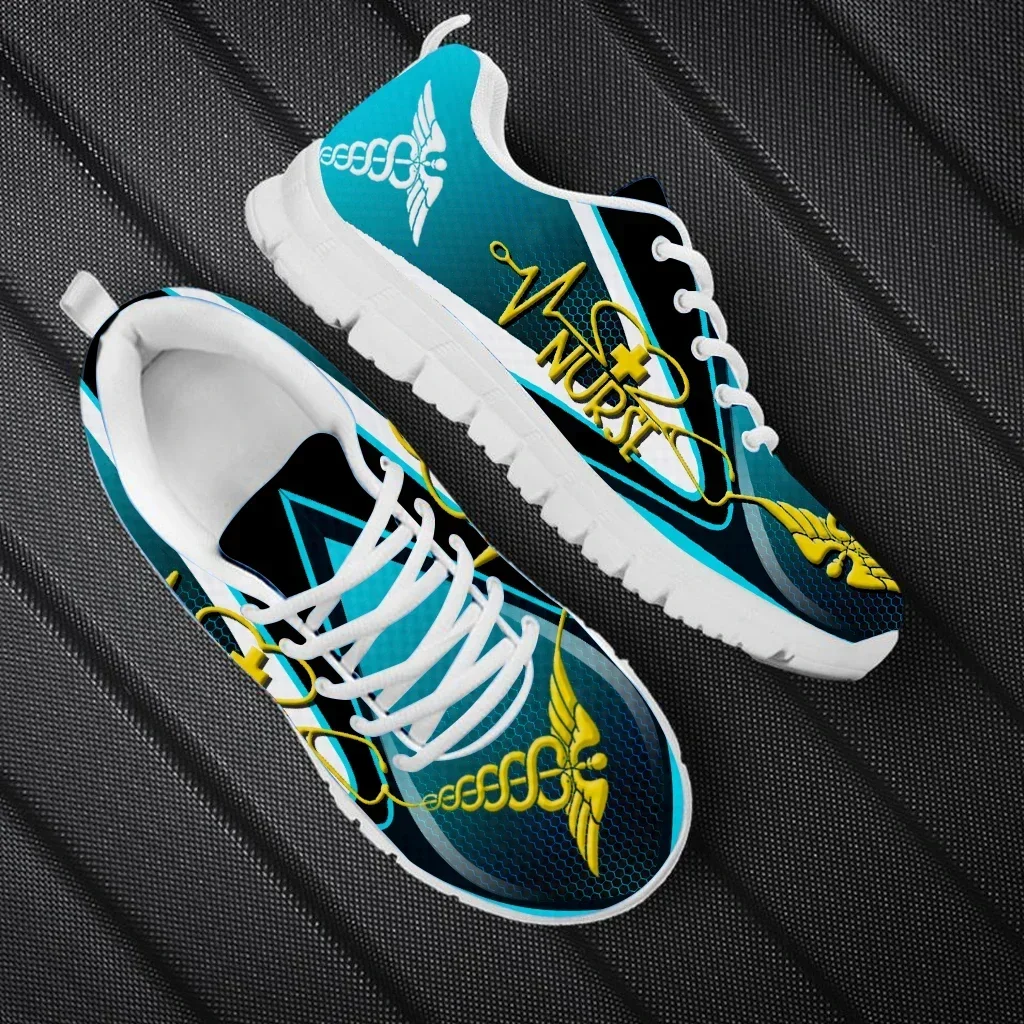 

New Men's Lace-Up Flats Gradient Medical Heartbeat Design Sneakers Custom 3D Printed Comfort Jogging Shoes Footwear