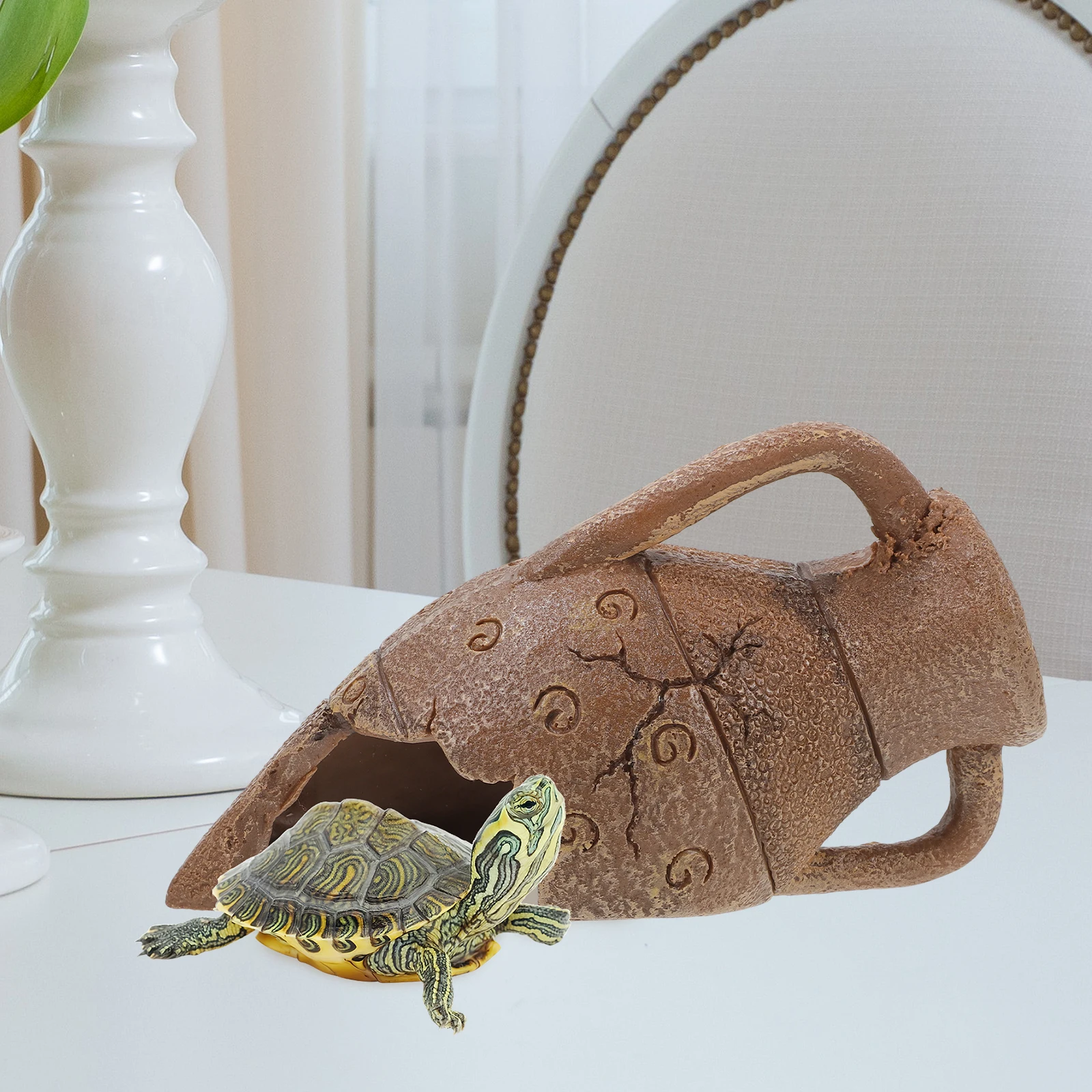 

Reptile Hideout Decoration Natural Design Safe Shelter Resting Place Turtle Critter Cave Reptile Box Decor Delicate Snake Cave